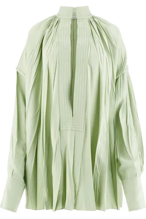 Salvatore Ferragamo Split-neck pleated kaftan