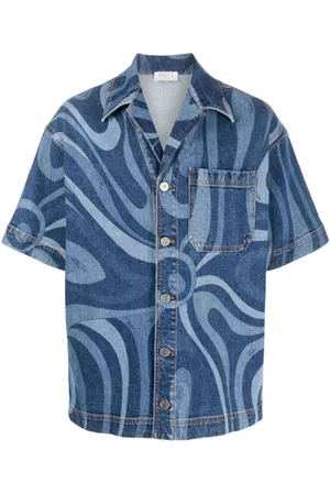 Puccini Marmo-print denim shirt