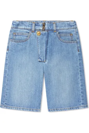 Balmain Button-embellished denim shorts