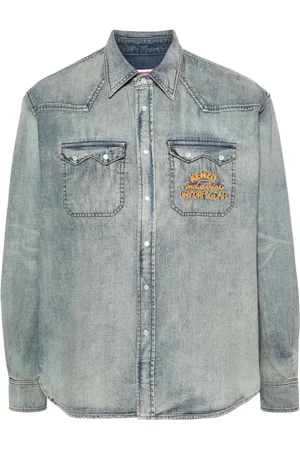 Kenzo Logo-embroidered denim shirt