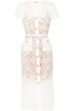 Self-Portrait Floral-embroidered lace midi dress