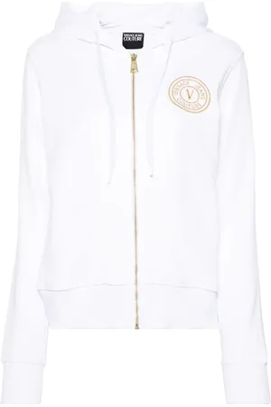 VERSACE Logo-embroidered zip-up hoodie