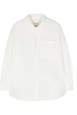 DOUUOD KIDS Seersucker drop-shoulder shirt