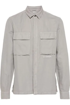 C.P. Company Logo-embroidered cotton-blend shirt