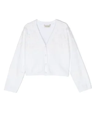 Twin-Set Logo-plaque floral-lace cardigan