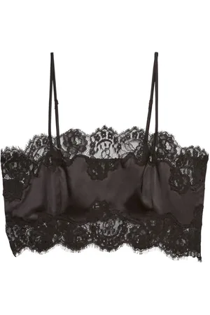 FLEUR DU MAL Lace-trim silk bandeau top