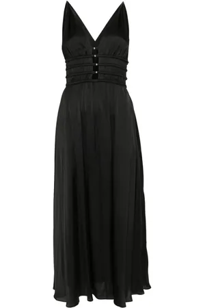 Maje V-neck satin-effect dress