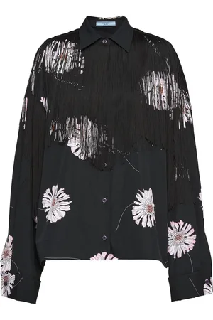Prada Floral-print fringed shirt