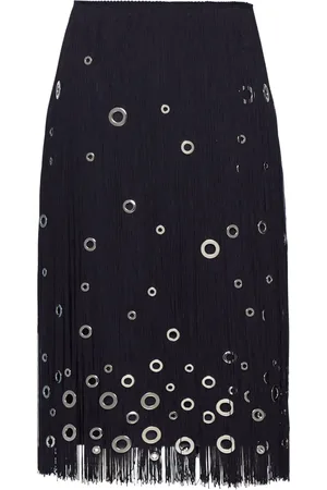 Prada Eyelet-embellished fringe skirt