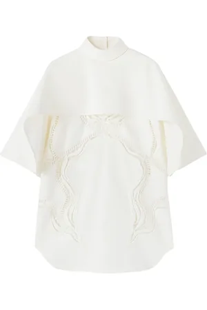 Jil Sander Lace-detail cotton-silk cape top