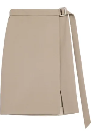 Ami Virgin wool wrap midi skirt