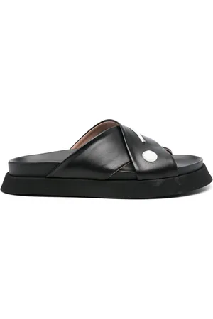 Moschino Patch-detail leather slides