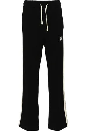 Palm Angels Monogram-embroidered piqué-weave trousers