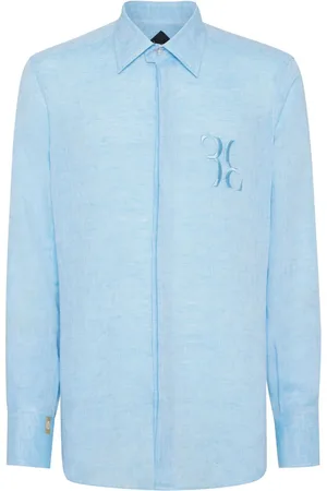 BILLIONAIRE Monogram-embroidered linen shirt