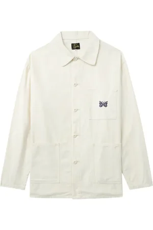 Pins & Needles Logo-embroidered cotton shirt jacket