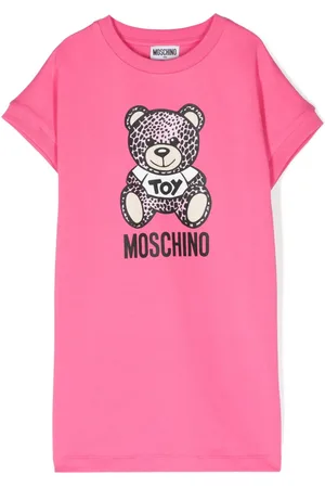 Moschino Kids logo-print smock dress - White