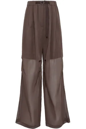 Brunello Cucinelli Semi-sheer wide-leg trousers