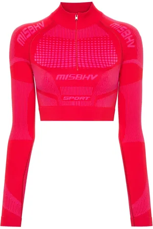 MISBHV Logo-jacquard cropped performance top