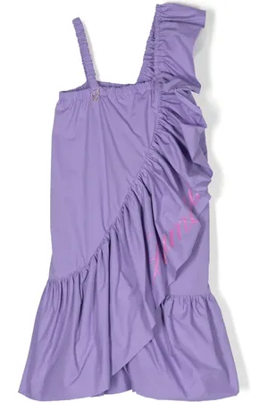 MISS BLUMARINE Logo-print ruffled dress