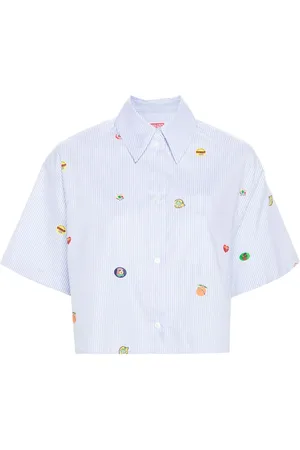 Kenzo Fruit stickers-print striped shirt