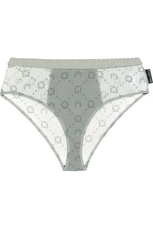 Marine Serre Moonogram-flocked mesh briefs