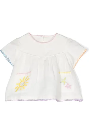 Stella McCartney Embroidered chambray flared blouse