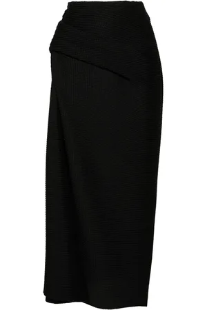 DEL CORE Popcorn-texture pencil midi skirt