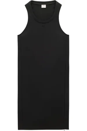 Courrèges Logo-appliqué twill midi dress