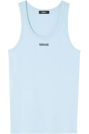 VERSACE Logo-embroidered ribbed tank top