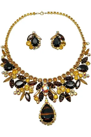 JENNIFER GIBSON JEWELLERY 1950s Juliana Zebra Glass Crystal Demi jewellery set