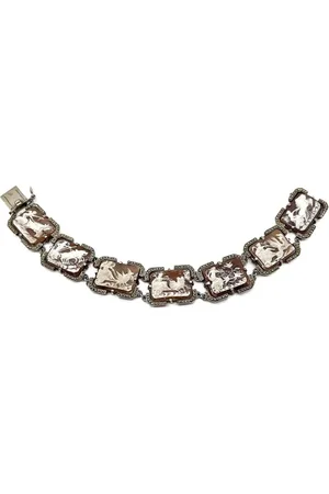 JENNIFER GIBSON JEWELLERY Antique Silver Shell Cameo Panel Bracelet 1930s