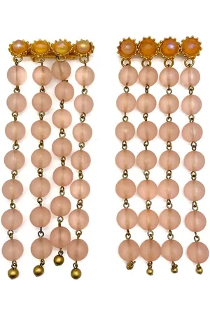 JENNIFER GIBSON JEWELLERY Vintage Pair of Long Satin Bead Tassel Brooches 1960s