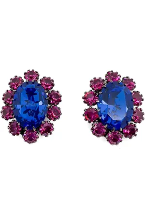 JENNIFER GIBSON JEWELLERY Vintage Electric & Hot Pink Crystal Earrings 1960s