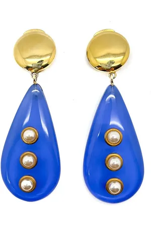 JENNIFER GIBSON JEWELLERY Vintage Vogue Bijoux Teardrop & Pearl Earrings 1970s