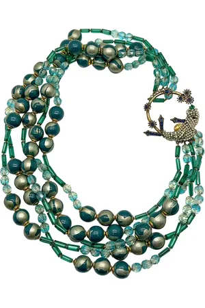 JENNIFER GIBSON JEWELLERY Vintage Ornella Italy Bird of Paradise Clasped Multirow Necklace 1960s