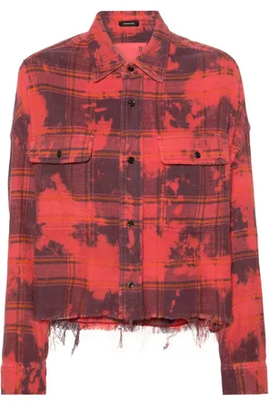 R13 Plaid-check cropped shirt