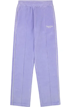 Sporty & Rich Script logo-embroidered velour track pants