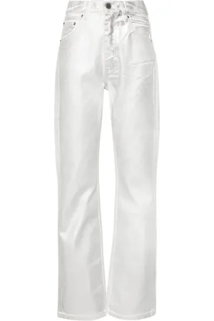 ROTATE Metallic straight-leg jeans
