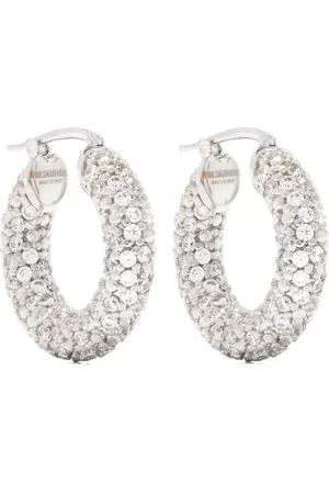 Jil Sander Rhinestone-embellished hinged hoop earrings