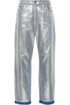 Elisabetta Franchi Laminated mid-rise boyfriend jeans