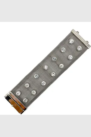 JENNIFER GIBSON JEWELLERY Vintage Solitaire Crystal Mesh Strap Bracelet 1990s