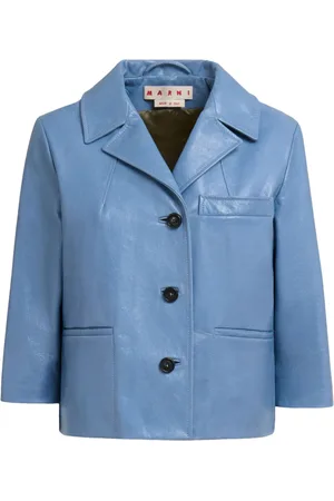 Marni Cropped-sleeve goatskin leather jacket