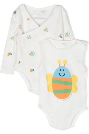 Stella McCartney Animal-print cotton rompers (pack of two)