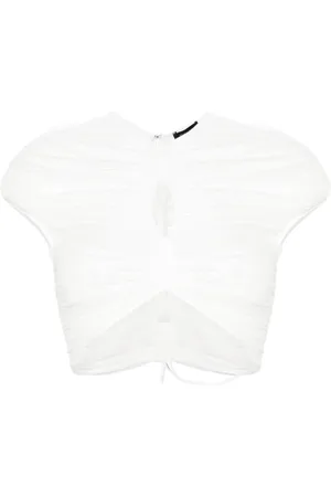 MUGLER Cropped mesh T-shirt