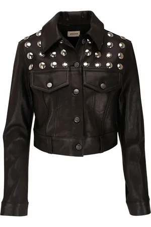 Khaite Eyelet-detailed leather jacket