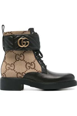 Gucci GG-canvas logo-plaque combat boots