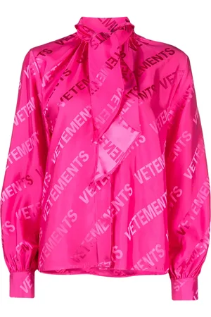 Vetements Logo-jacquard tie-neck shirt