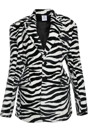 Vetements Oversize-shoulder zebra-print blazer