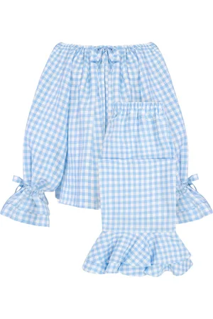 Sleeper Cha-Cha Vichy-print linen-blend lounge set