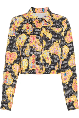 VERSACE Heart Couture-print denim jacket